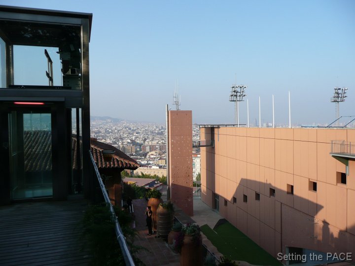 P1150219 We arrive at the Restaurant Montjuic el Xalet, Avenue de Miramar 31, Barcelona (www.gruptravi.com). A marvelous view across the city.