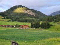 Der Zug fährt in Bergün talwärts